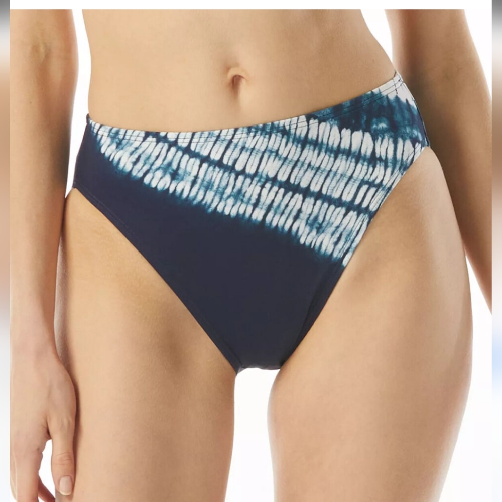 🆕 Michael Kors-High Leg Bikini Bottoms--Size: S-Navy/White Tie Dye